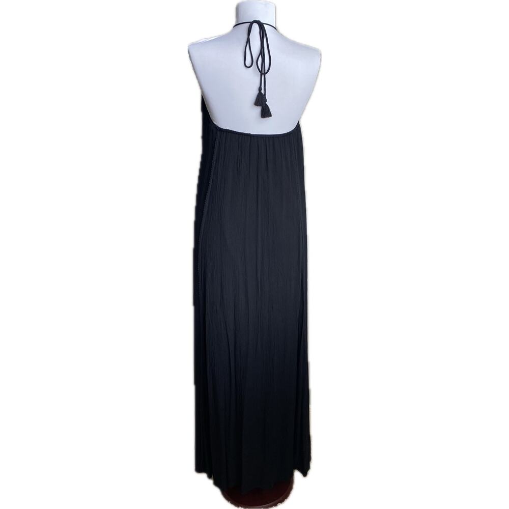 ABERCROMBIE FITCH Y2K Halter Lace Maxi Dress Black XS Oversized Fairy Boho Goth - Picture 6 of 11